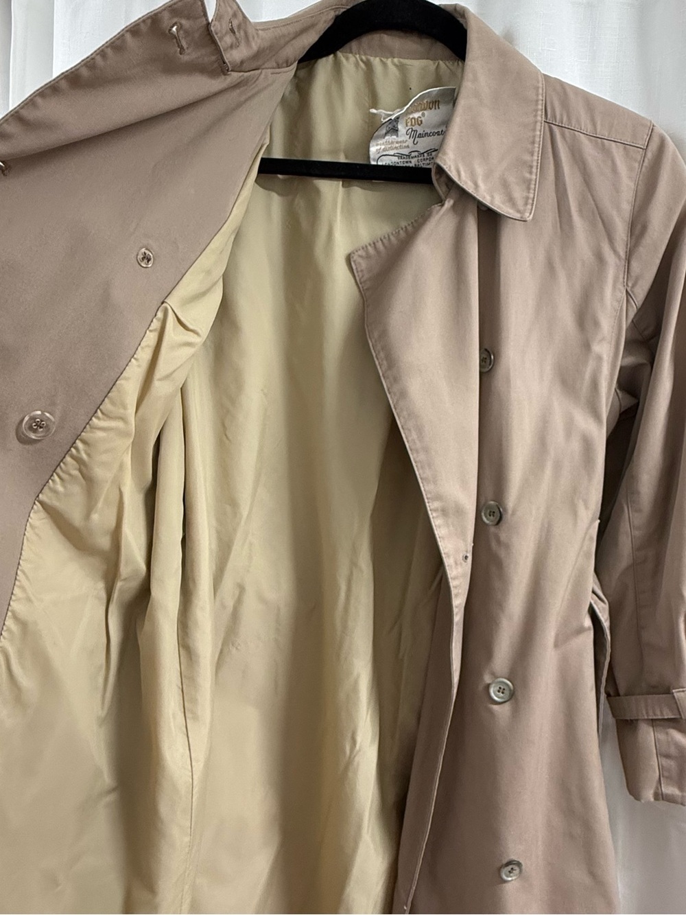 Vintage London Fog Belted Trench Coat Taupe Tan Double Breasted Women’s Size 10 - Picture 4 of 8